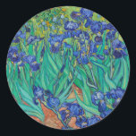 Van Gogh Irises. Blue floral vintage impressionism Classic Round Sticker<br><div class="desc">Van Gogh "Irises" sticker. Blue floral impressionism art.</div>