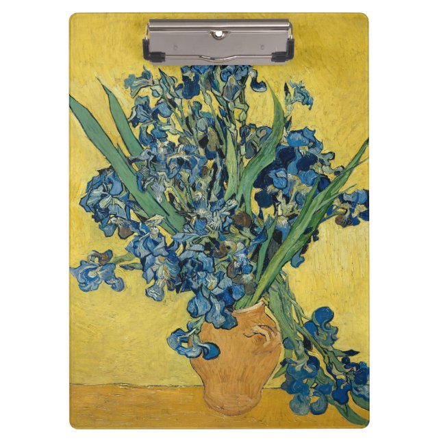 Van Gogh Irises - Bold Blue & Yellow Art Clipboard (Front)