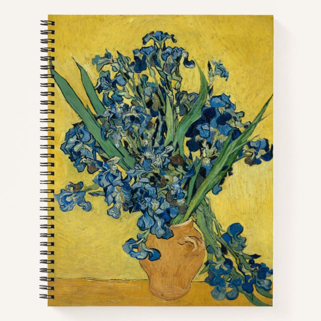 Van Gogh Irises - Bold Blue & Yellow Art Notebook (Front)