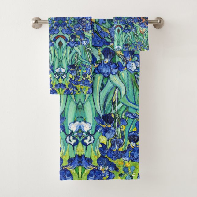 Van Gogh Irises Flower Garden Impressionism Bath Towel Set (Insitu)