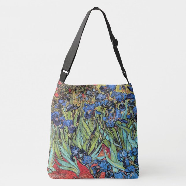 Van Gogh Irises Flowers Floral Garden Crossbody Bag (Back)