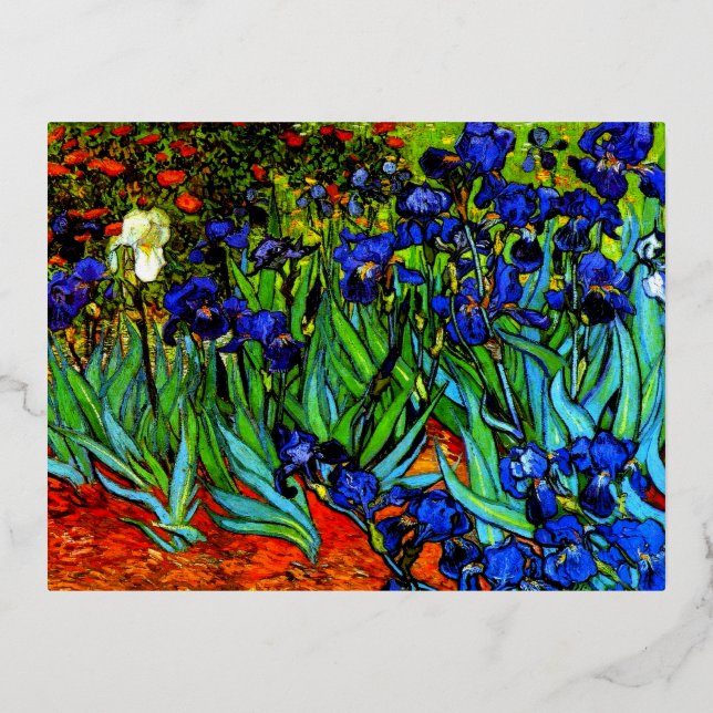 Van Gogh - Irises Foil Holiday Postcard (Front)