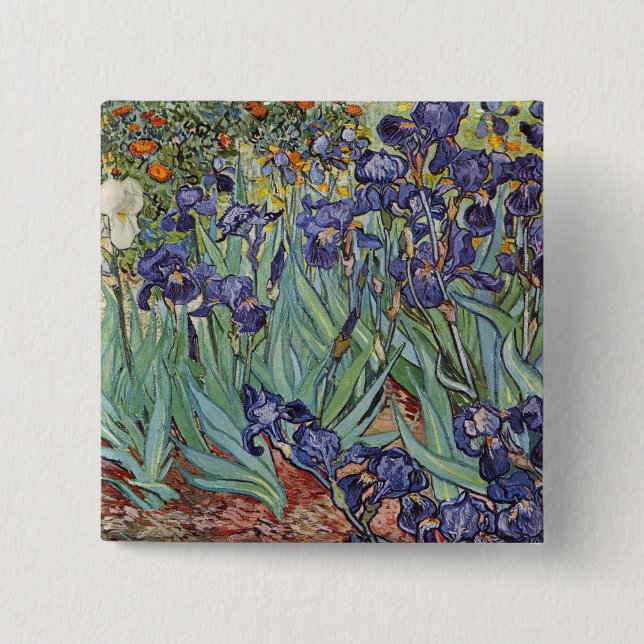 Van Gogh Irises Impressionist Flowers 15 Cm Square Badge (Front)