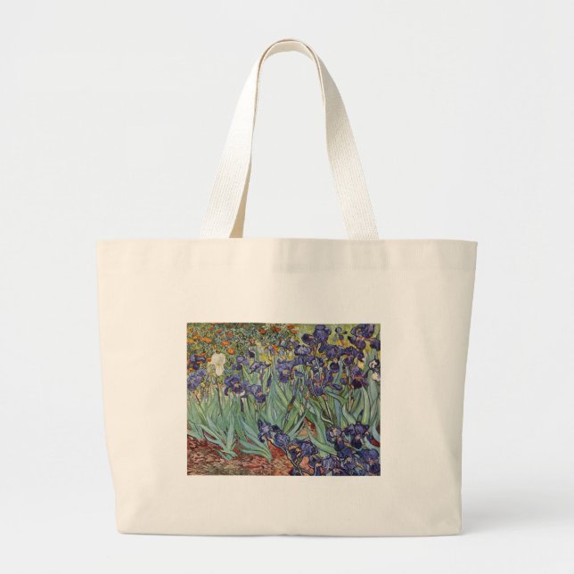 Van Gogh Irises Impressionist Painting Large Tote Bag (Front)