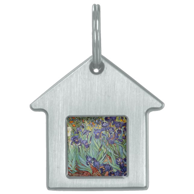 Van Gogh Irises Impressionist Painting Pet ID Tag (Front)