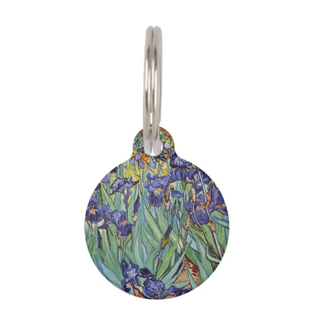 Van Gogh Irises Impressionist Painting Pet Tag (Front)