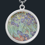 Van Gogh Irises Impressionist Painting Silver Plated Necklace<br><div class="desc">Vincent Van Gogh Irises at Saint Remy - Irises by Vincent Van Gogh is a wonderful impressionistic painting by one of the master impressionism artists of all time. The iris garden is swirling with colour and emotion, as the purple irises flow up from their blue green stems and leaves. There...</div>