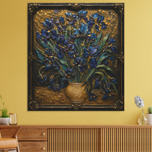 Van Gogh Irises Relief Art Print Museum Inspired