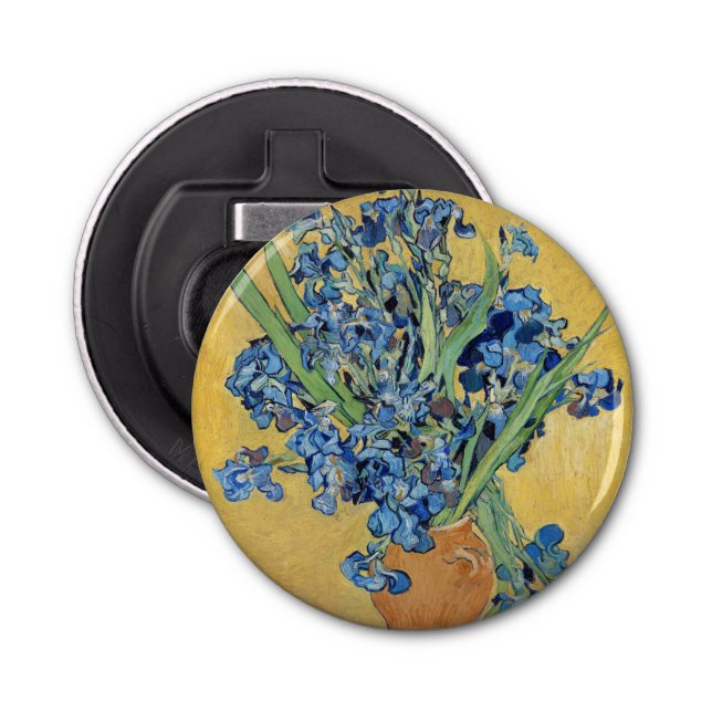 Van Gogh Irises Vase Blue Flowers Bouquet Fine Art Bottle Opener (Front)