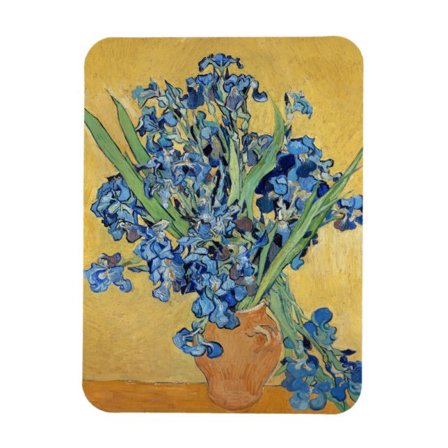Van Gogh Irises Vase Gold Wall Blue Flowers Art Magnet (Vertical)