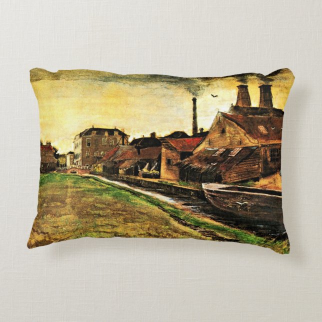Van Gogh - Iron Mill in the Hague, Decorative Cushion (Back)