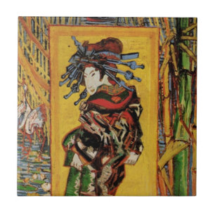 Van Gogh Japanese Courtesan Oiran Vintage Portrait Tile