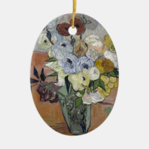 Van Gogh Japanese Vase with Roses and Anemones Ceramic Tree Decoration