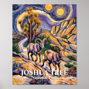 Van Gogh Joshua Tree Wildlife Sheep & Custom Text Poster