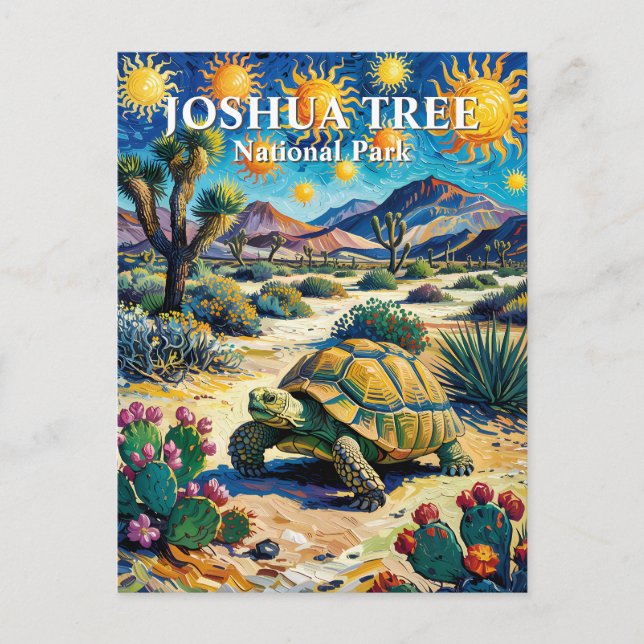 Van Gogh Joshua Tree Wildlife Tortoise Colorful Postcard (Front)