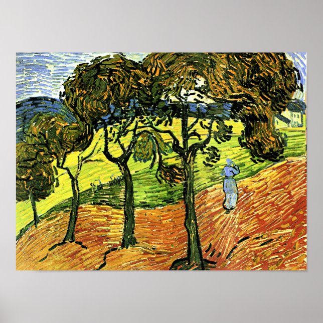 Van Gogh - Landscape with Trees and Figures Poster (Front)