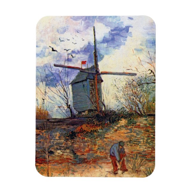 Van Gogh - Le Moulin De La Galette Windmill Magnet (Vertical)