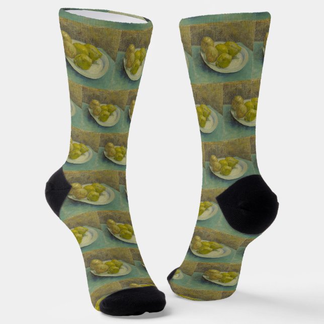 Van Gogh Lemons Plate Yellow Kitchen Art Socks (Angled)
