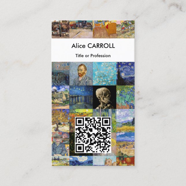 Van Gogh - Masterpieces Mosaic Patchwork - QR Code Business Card (Front)