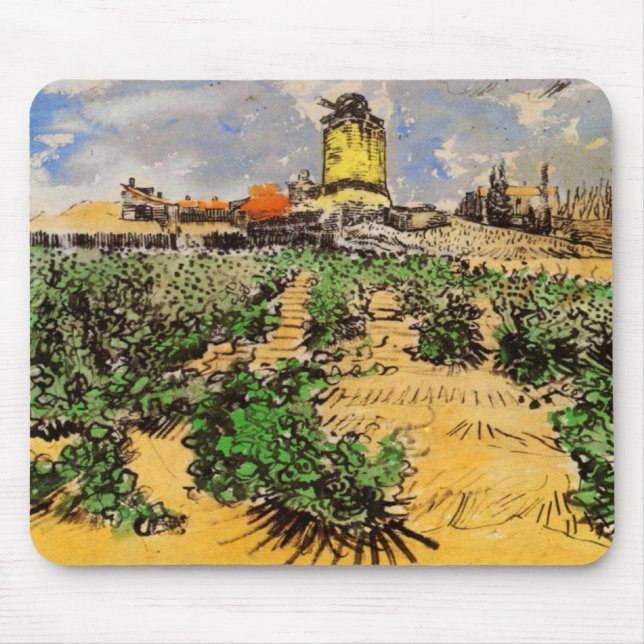 Van Gogh Mill of Alphonse Daudet at Fontevielle Mouse Pad (Front)