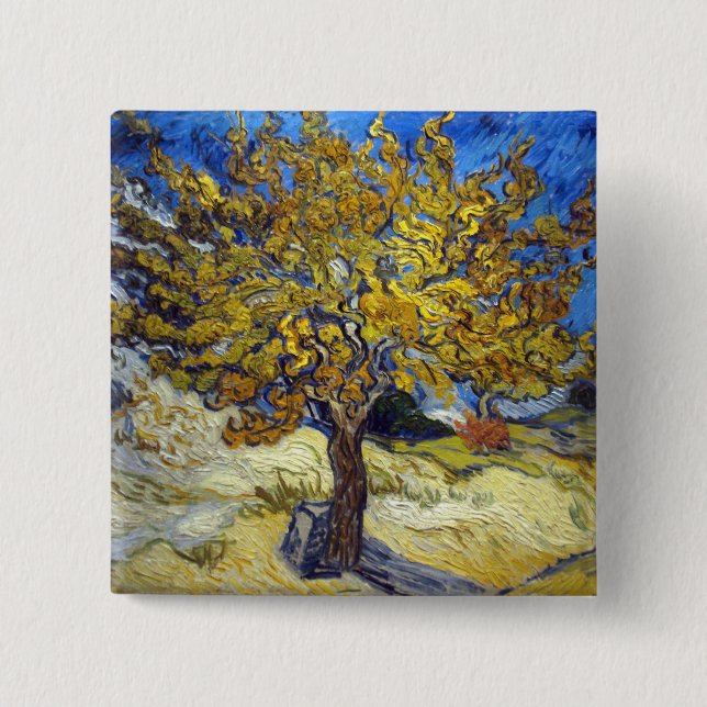 Van Gogh Mulberry Tree Masterpiece Art 15 Cm Square Badge (Front)