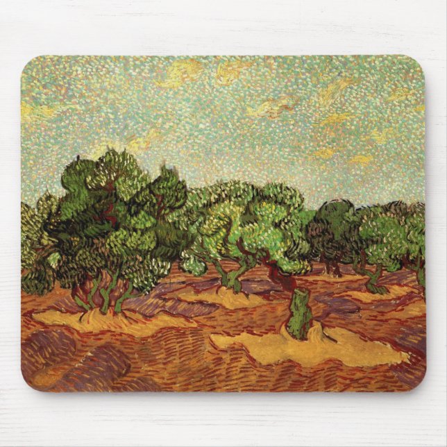 Van Gogh Olive Grove Pale Blue Sky, Fine Art Mouse Pad (Front)