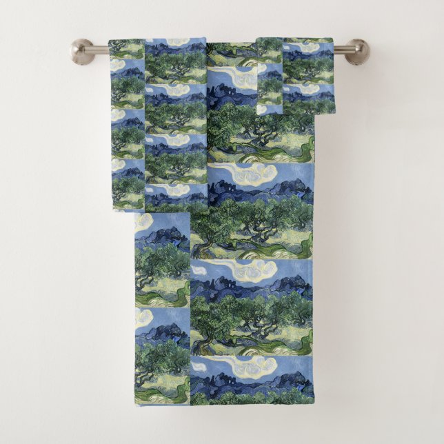 Van Gogh Olive Trees - Blue Mountain Art Bath Towel Set (Insitu)