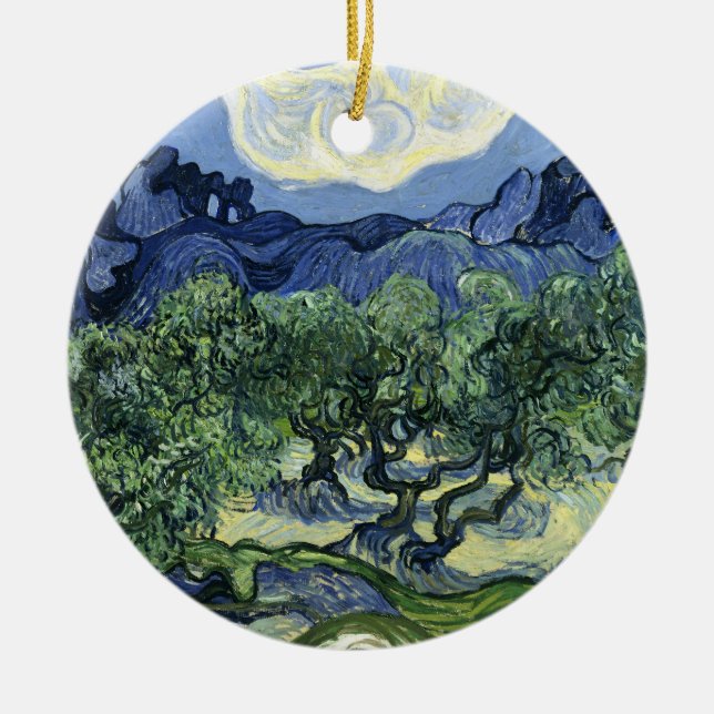 Van Gogh Olive Trees - Blue Mountain Art Ceramic Tree Decoration (Front)