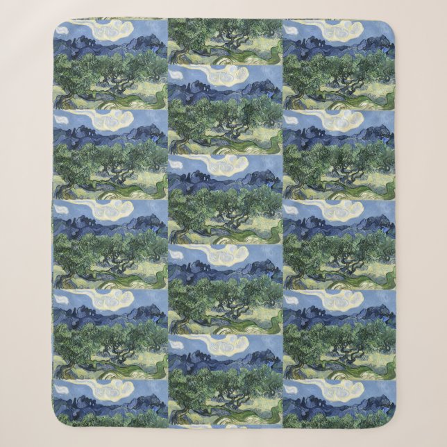 Van Gogh Olive Trees - Blue Mountain Art Sherpa Blanket (Front)