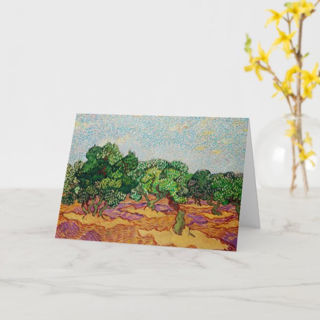 Van Gogh - Olive Trees, famous painting, Card (Yellow Flower)
