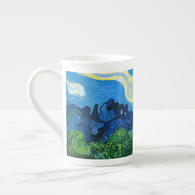 Van Gogh Olive Trees in a Mountainous Landscape Bone China Mug (Left)