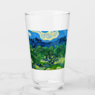 Van Gogh Olive Trees in a Mountainous Landscape Glass