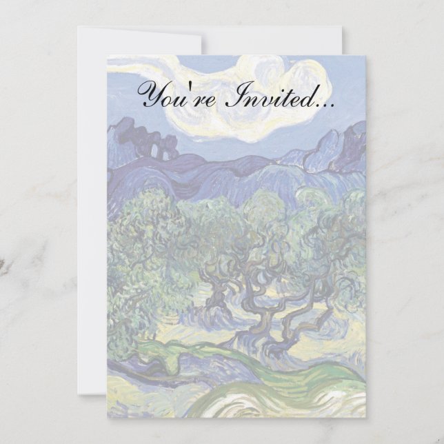 Van Gogh - Olive Trees In A Mountainous Landscape Invitation (Front)