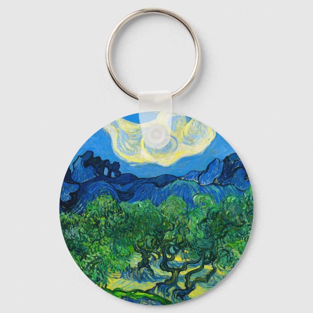 Van Gogh Olive Trees in a Mountainous Landscape Key Ring (Front)