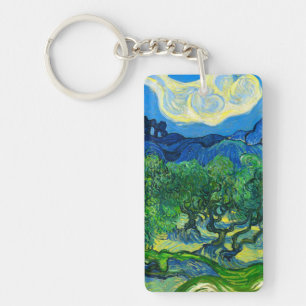 Van Gogh Olive Trees in a Mountainous Landscape Key Ring