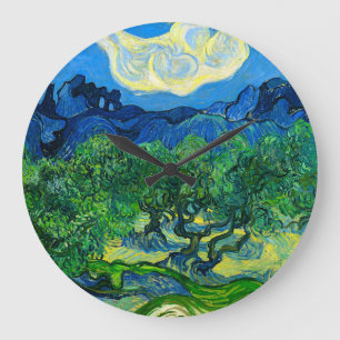 Van Gogh Olive Trees in a Mountainous Landscape Large Clock