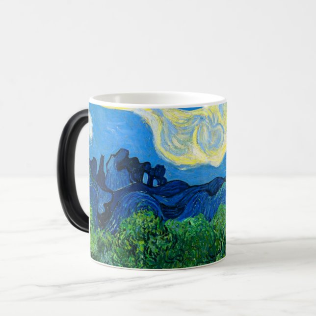 Van Gogh Olive Trees in a Mountainous Landscape Magic Mug (Front Left)