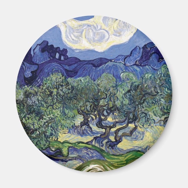 Van Gogh - Olive Trees In A Mountainous Landscape Magnet (Front)