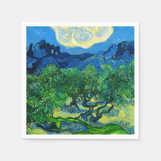 Van Gogh Olive Trees in a Mountainous Landscape Napkin (Front)