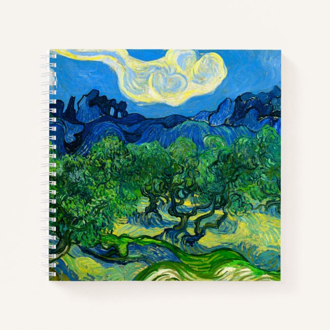 Van Gogh Olive Trees in a Mountainous Landscape Notebook (Front)