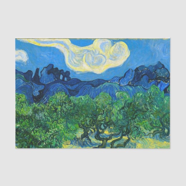 Van Gogh Olive Trees in a Mountainous Landscape Tissue Paper (Front)