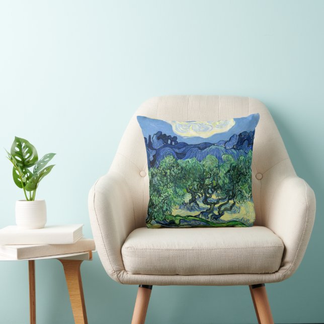 Van Gogh - Olive Trees with Alpilles Background Cushion (Chair)