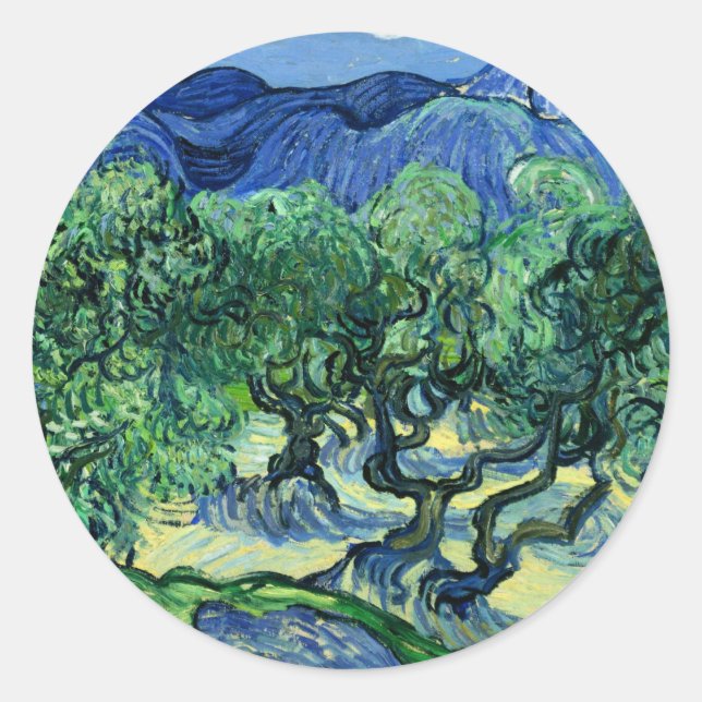 Van Gogh - Olive Trees with Alpilles, Classic Round Sticker (Front)