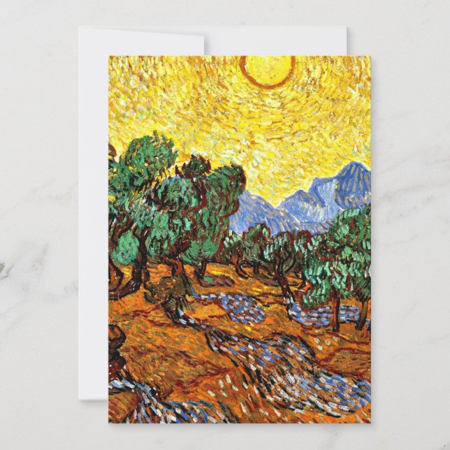 Van Gogh - Olive Trees with Yellow Sky and Sun Card (Front)