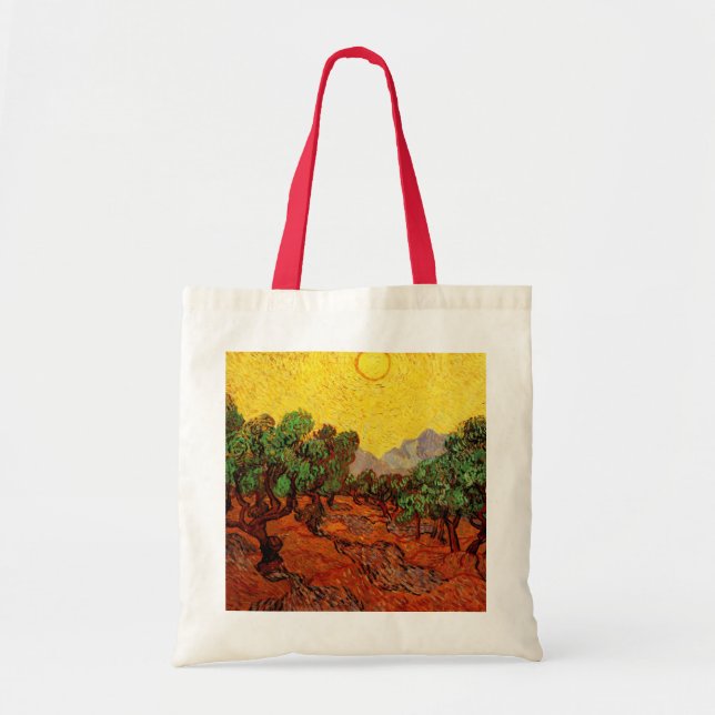Van Gogh Olive Trees with Yellow Sky and Sun Tote Bag (Front)