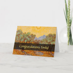 Van Gogh Olive Trees Yellow Sun Sky Card