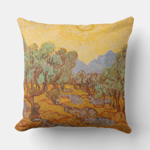 Van Gogh Olive Trees Yellow Sun Sky Cushion