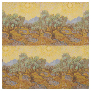 Van Gogh Olive Trees Yellow Sun Sky Fabric