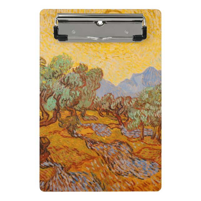 Van Gogh Olive Trees Yellow Sun Sky Mini Clipboard (Front)