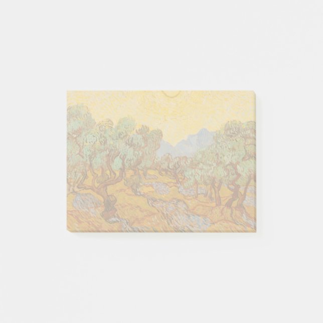 Van Gogh Olive Trees Yellow Sun Sky Post-it Notes (Front)